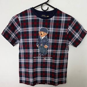 Polo Ralph Lauren Kids Bear tartan tshirt L